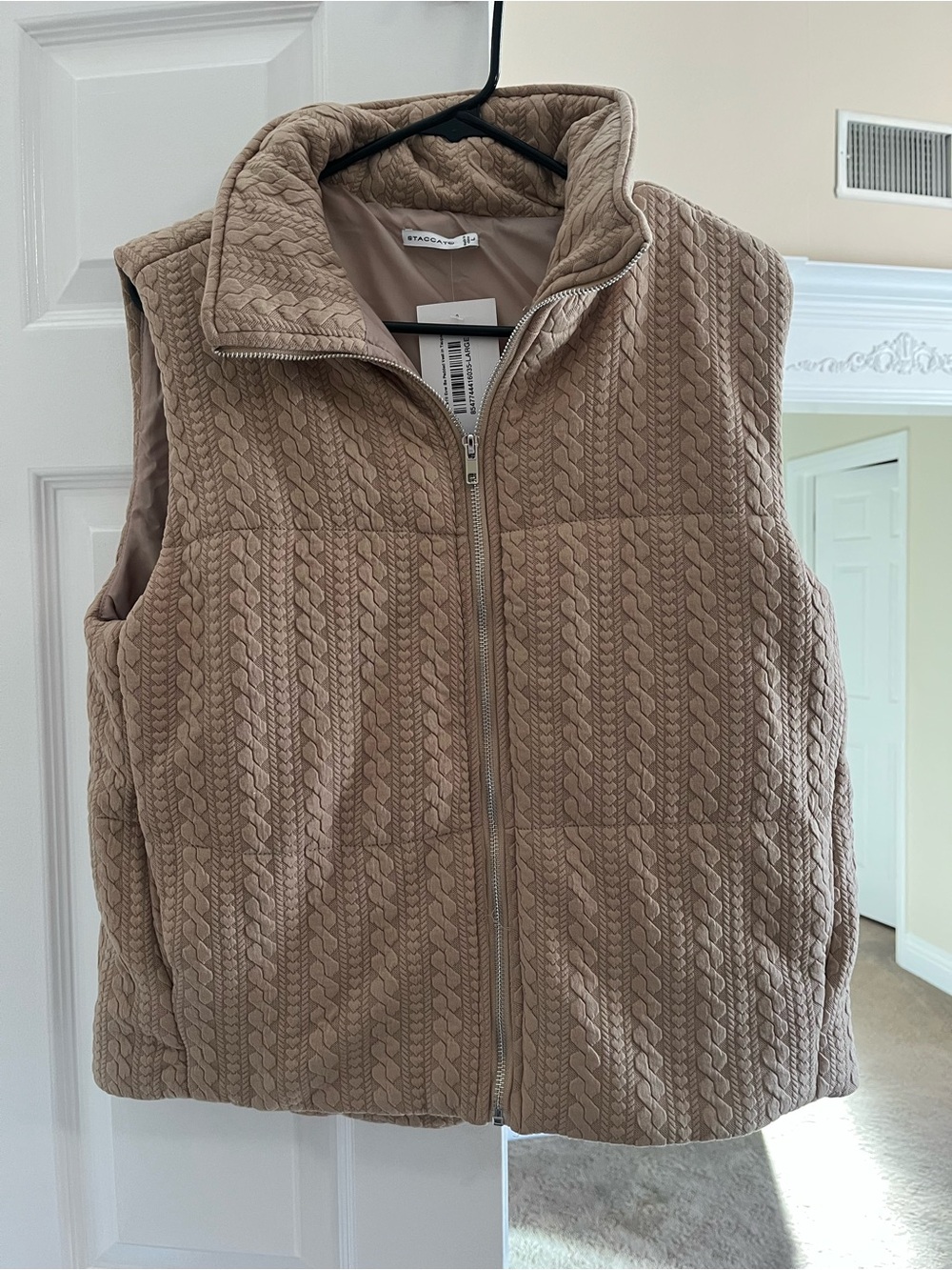 Staccato Quilted Zip Vest - Taupe